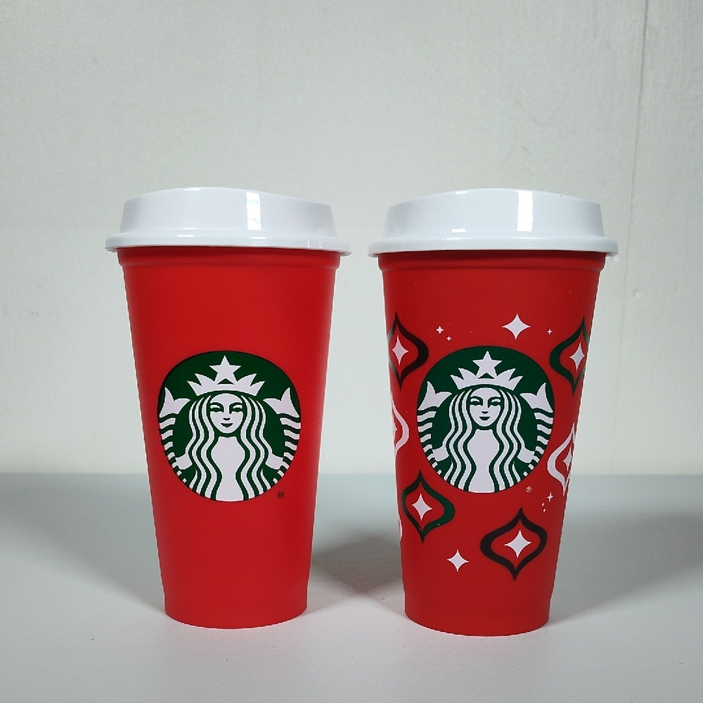 Starbucks Reusable Holiday Cups 16 oz hot cups red